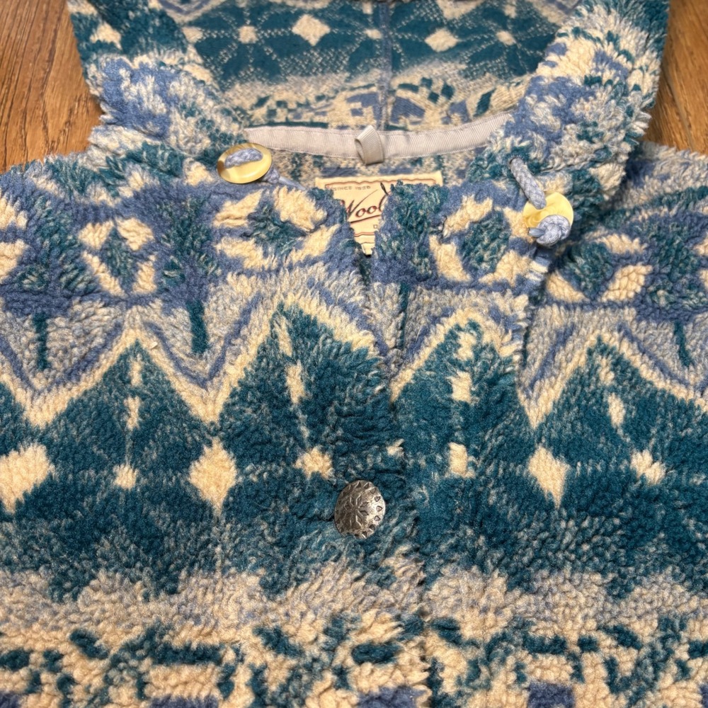 Woolrich Deep Pile Fleece Hooded Jacket Women's L USA VTG hiking cozy gorpcore - Picture 6 of 9